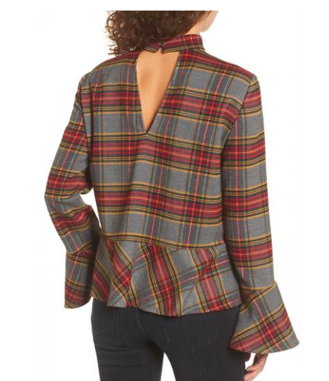 Plaid Ruffle Hem Top
