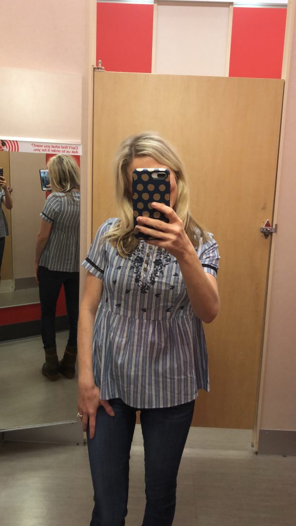 chambray embroidered peplum 