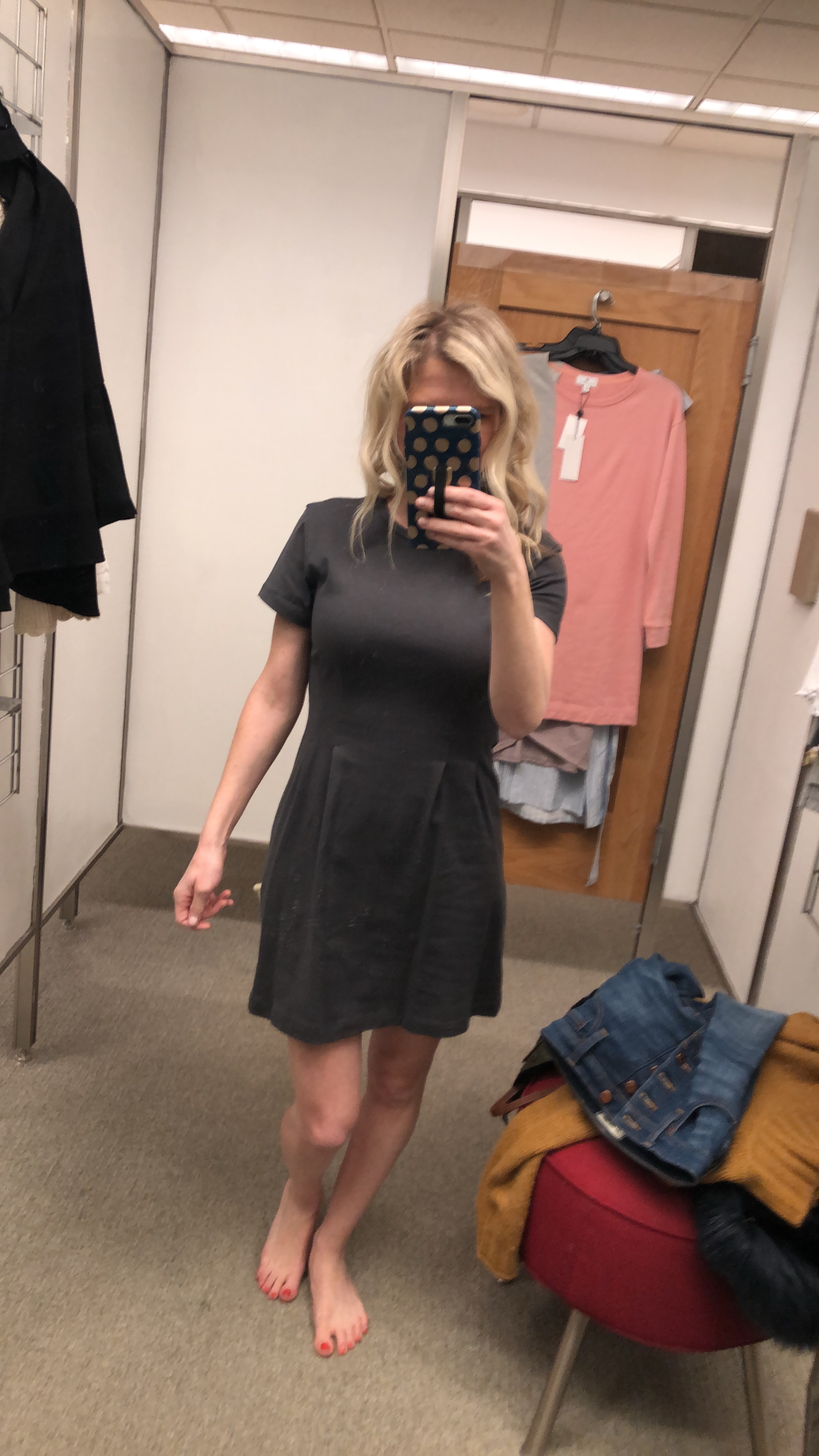 Lush Cotton T-Shirt Dress | Nordstrom Try on Session featured by top Missouri fashion blogger, Emmy Lou Style: image of a woman wearing a grey tshirt dress