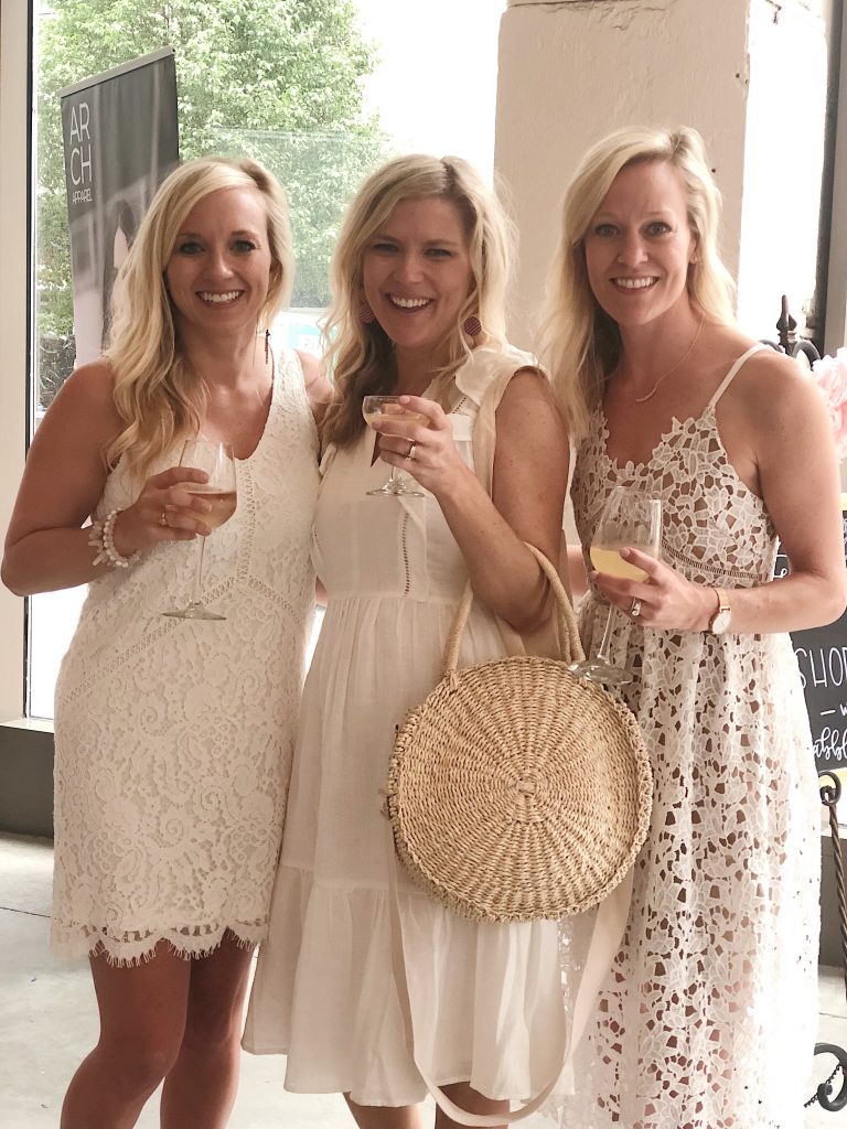 ladies in white dresses