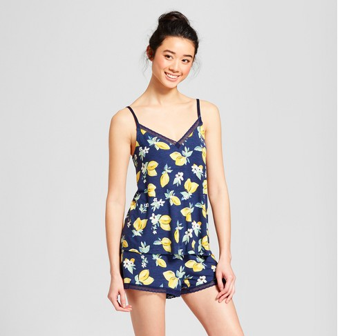 women's lemon print pajama set