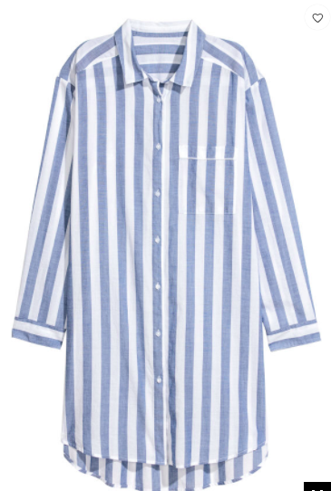 blue and white stripe sleep shirt