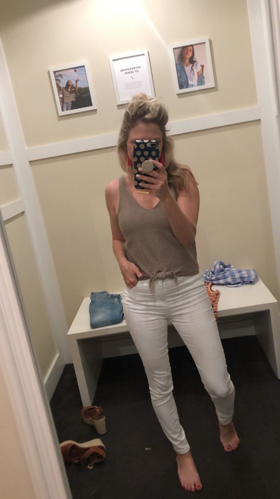 madewell tie front tank top