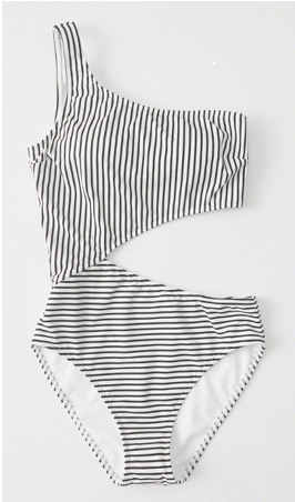 striped one shoulder one piece swimsuit
