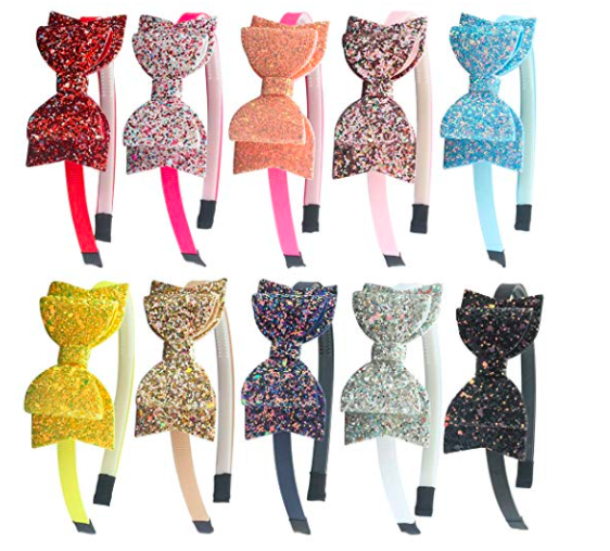 Glitter bow headbands for little girls 