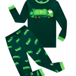 Boys pajama set with trash truck print from Amazon