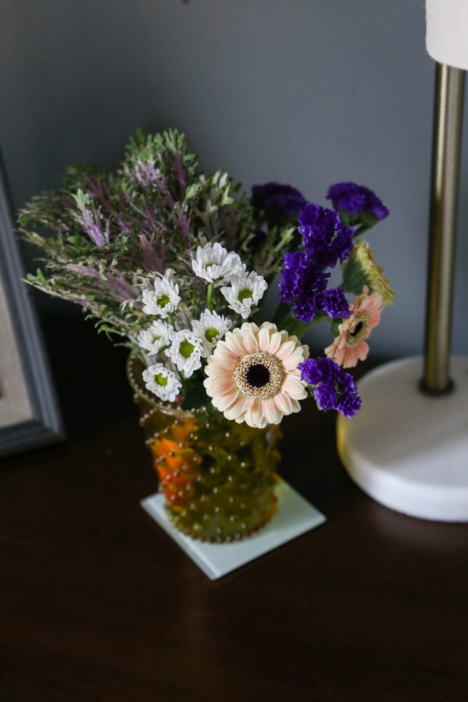 Fresh flowers in a vase for spring home decor
