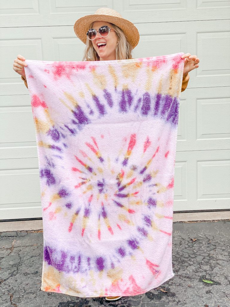 Swirl pattern tie dye beach towel