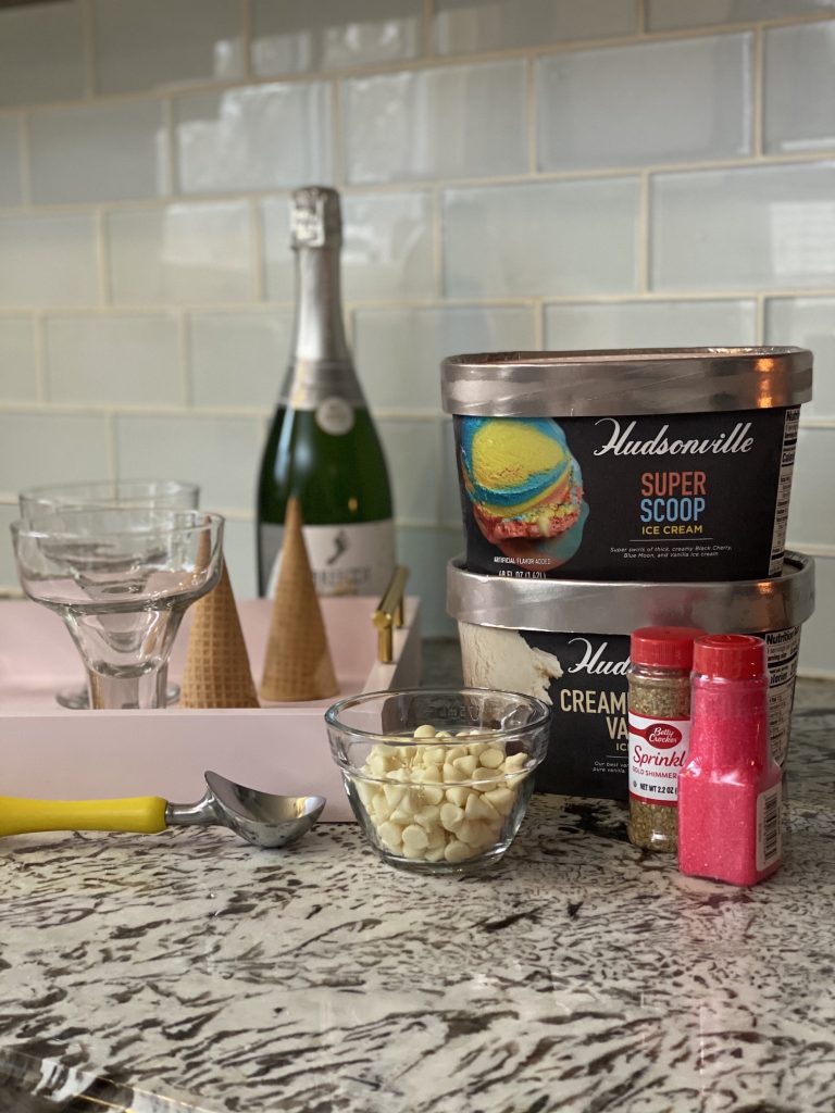 ingredients needed to make champagne ice cream floats